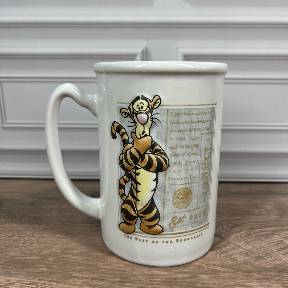Disney Tigger 16oz Coffee Mug Walt Disney World White 5 Inch 3D Raised Graphic